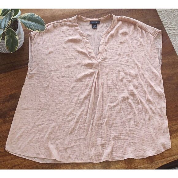 Jones & Co Jones New York Size 2X blouse top silky look breezy tan/peach color b - Picture 4 of 13